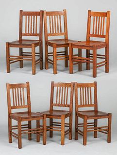 Set of 6 Stickley Brothers Spindled Dining Chairs c1910