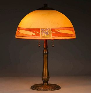 Handel Classic Arts & Crafts Reverse-Painted Lamp c1910