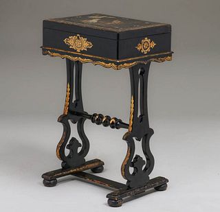 Antique Dutch Lacquered Jewelry Table c1850s