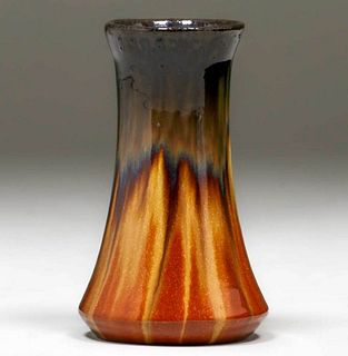 Fulper Pottery Mirror Black Copperdust Flambe Corset