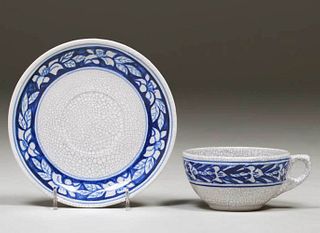 Dedham Pottery Floral Tea Cup & Saucer c1910s