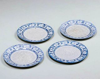 Four Dedham Pottery Rabbit Plates c1910s