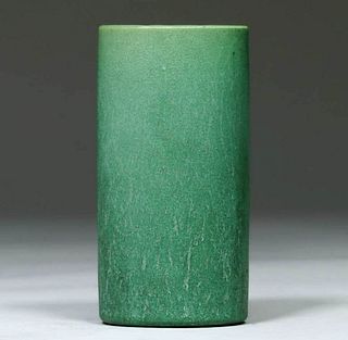 Hampshire Pottery Matte Green Cylinder Vase c1910