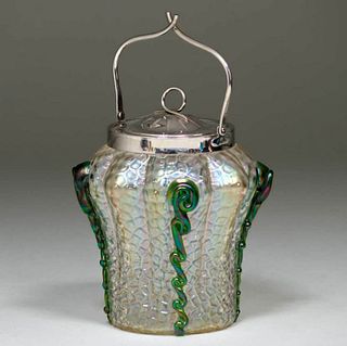 Auction - Loetz Glass Metal Basket c1905