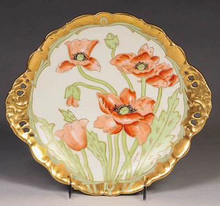 A&C Hand-Decorated Limoges Two-Handled Tray