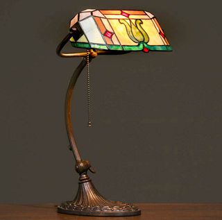 Arts & Crafts Leaded Glass Desk Lamp c1920