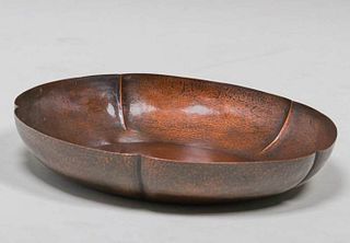 Large Charles Didrich Hammered Copper Fruit Bowl c1910