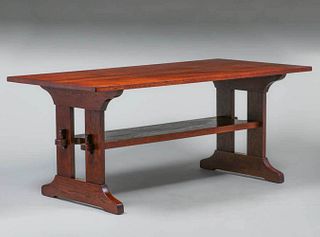 Gustav Stickley 72" Trestle Table c1912-1915