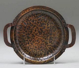 Small Hammered Copper Two-Handled Tray c1910