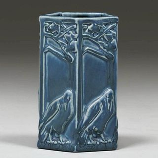 Rookwood Pottery Matte Blue Rook Vase 1927