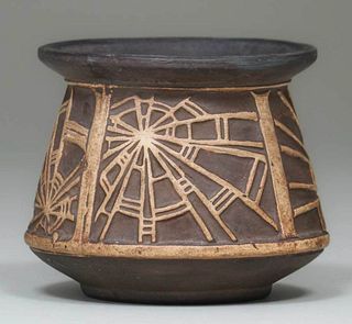 Weller Pottery Claywood Spiderweb Vase c1910s