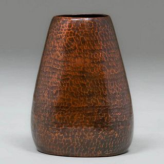 Dirk van Erp Hammered Copper Tapered Vase c1911