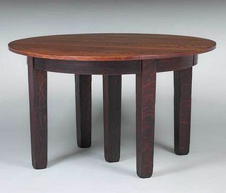 Gustav Stickley Five-Leg Dining Table c1905