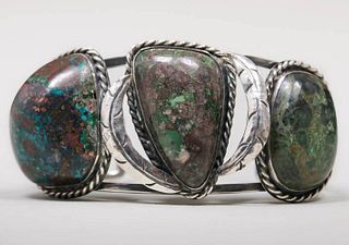 Vintage Navajo Sterling Silver & Large Turquoise Cuff