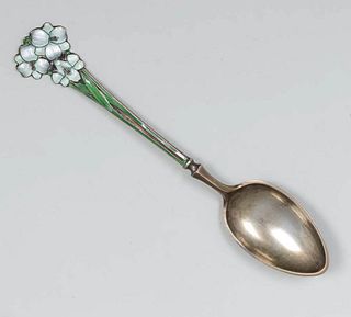 Arts & Crafts Sterling Silver & Enamel Spoon