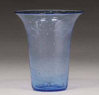 Steuben Glass Flared Blue Vase c1930s