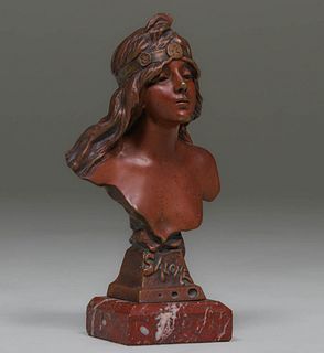 Emmanuel Villanis Art Nouveau Bronze Bust c1905