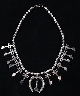 Lakota A. A. Horse Alpaca Silver Squash Necklace