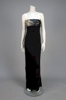 VERSACE SILK GOWN with BEADED BANDEAU.