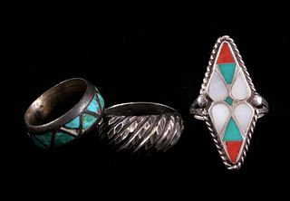 Collection of Three Navajo Sterling Silver Rings