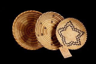 Collection of Three Papago Hand Woven Baskets