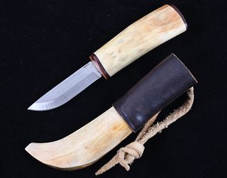 Buffalo Bone Handle Knife & Bone Sheath