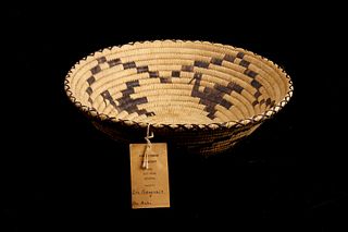 Papago Indian Hand Woven Basket by Eva Gregorio