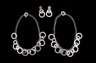 Hammered Silver "O" Charm Necklaces and Ear Rings