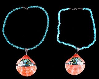 Pair of Navajo Turquoise Shell Necklaces