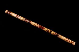 African Spider Painted Bamboo Rain Stick c.1950's