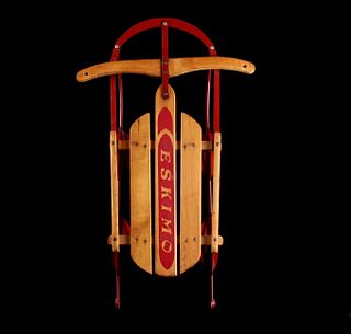 Wooden Eskimo Sled with Red Bottom