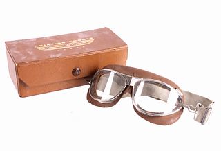 American Optical Aviator Goggles & Case 1930's