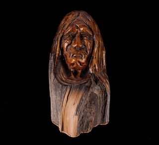 L.A. Brown Drift Wood Wise Woman Carving c. '89