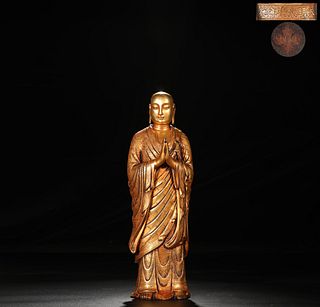Ming Dynasty, Gilded Bronze Statue Ornament of Ananda Statues