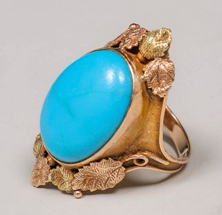 Boston Arts & Crafts 14k Gold & Turquoise Ring c1905