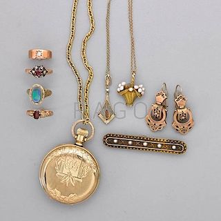 COLLECTION OF ANTIQUE GOLD JEWELRY