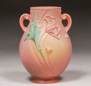 Roseville Poppy Two-Handled Vase