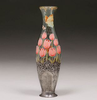 Harrach - Austrian Glass Vase WMF Silver Mount c1900