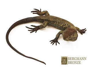 A Large Lizard, Rare F. Bergman Signed Bronze Figurine