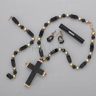 VICTORIAN MOURNING JEWELRY ASSEMBLED SUITE