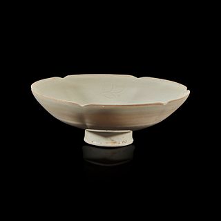 A Chinese lobed Ding ware stem cup Northern Song Dynasty