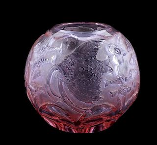 Fine Moser Acid Cut Sea Life Glass Vase