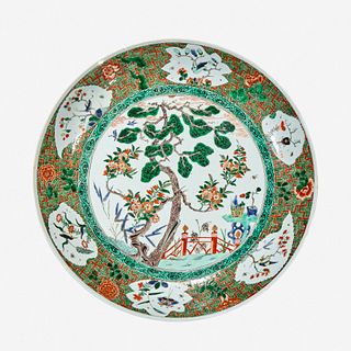 A large Chinese famille verte-decorated porcelain "Three Friends" dish Kangxi period