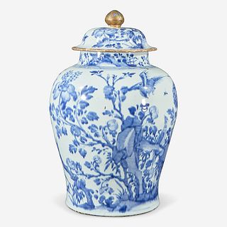 A Chinese blue and white porcelain large jar & cover 18th Century