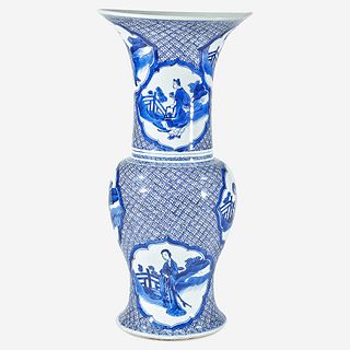 A Chinese blue and white porcelain "Phoenix-tail" "Eight Daoist Immortals" vase Kangxi period