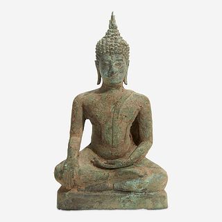 A Thai bronze seated Buddha 16th Century
