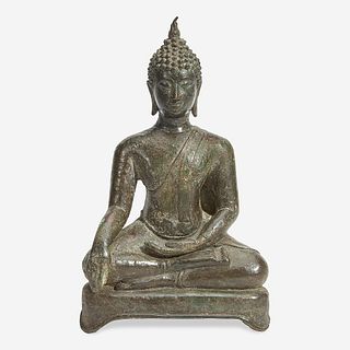 A Thai bronze seated Buddha 16th Century
