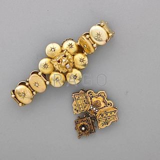 VICTORIAN GOLD BRACELET AND BROOCH