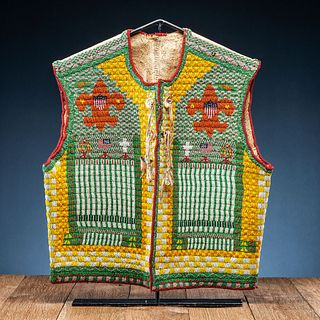 Northern Plains Beaded Hide Vest, with Boy Scout Imagery