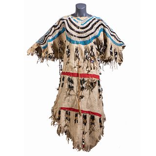 Blackfeet Beaded Hide Dress, Collected by U.S. Special Agent Johnson N. High (1842-1909)